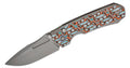 Remette Knives RT-Rhino Button Liner Lock Front Flipper Knife 3.07" D2 Bead Blasted Drop Point Blade, Orange/White G10 Handles - RNGD261