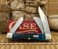 Case Pocket Worn Mediterranean Blue Bone Peach Seed Jig Large Stockman 51861